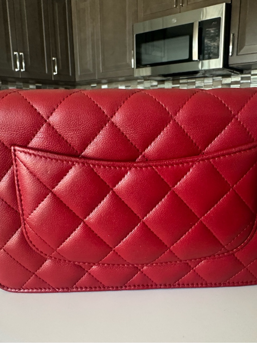 Chanel Classic WOC Wallet On Chain Red Lambskin Silver HW Pristine - Entrupy COA - Picture 5 of 16